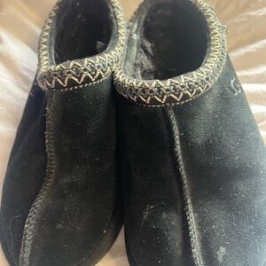 UGG Black Fuzzy Slippers